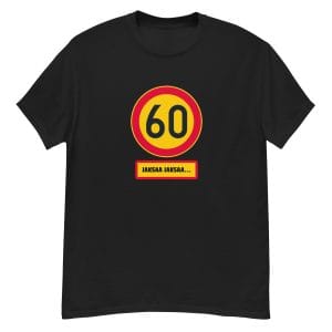 60-vuotislahjaksi t-paita tekstillä